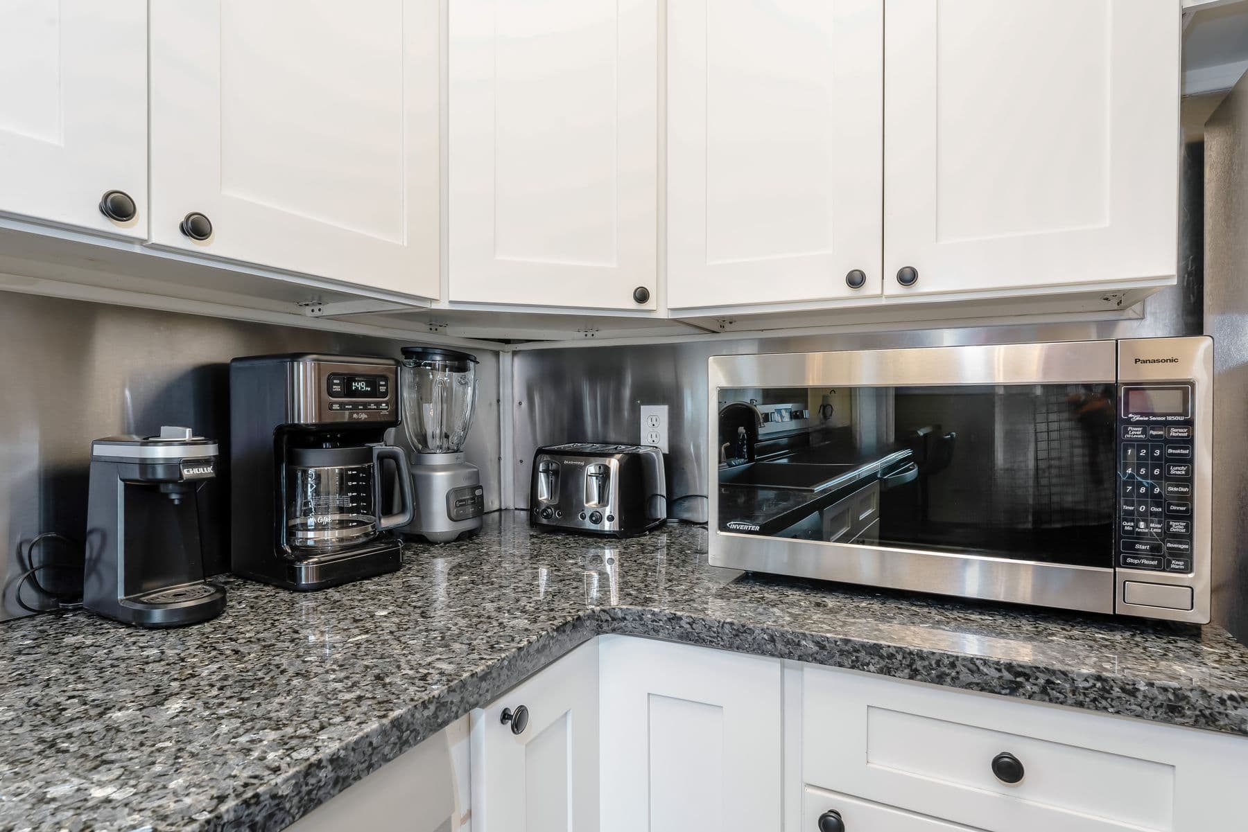 Coffee station on granite counters
