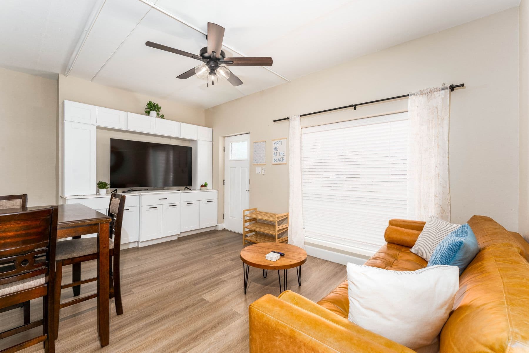 Upper-level living area with entertainment center
